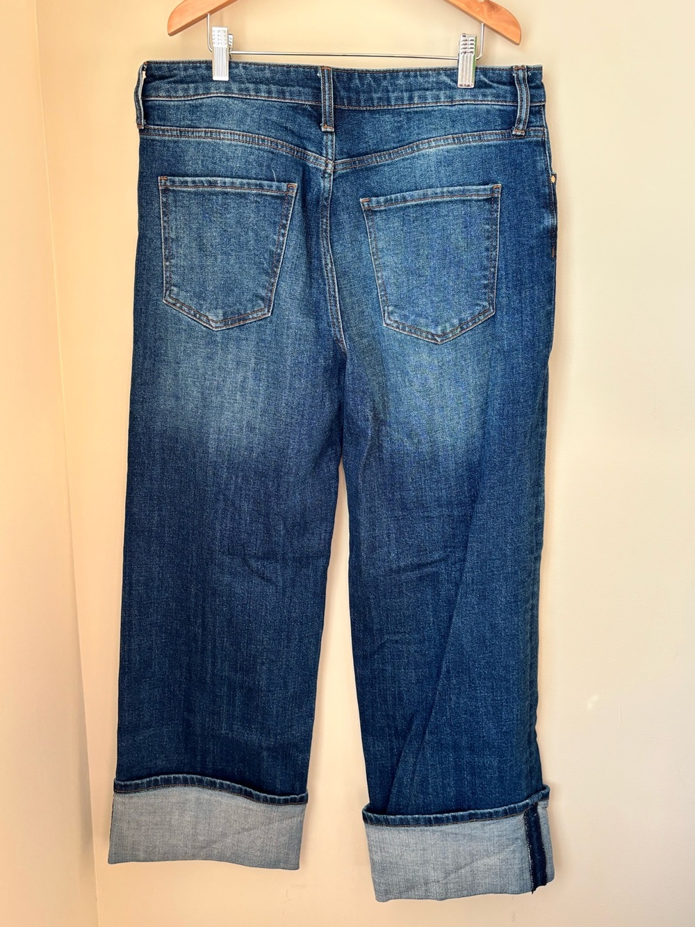 Kut from the Kloth Dark Blue Wide Leg Cuffed Jeans - Picture 3 of 5